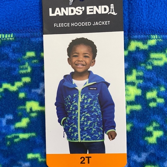 Lands' End Other - Lands' End Fleece Full Zip Hooded Jacket, Blue/Green, 2T, NWT